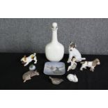An interesting group of porcelain animals and other wares, by various factories including Royal