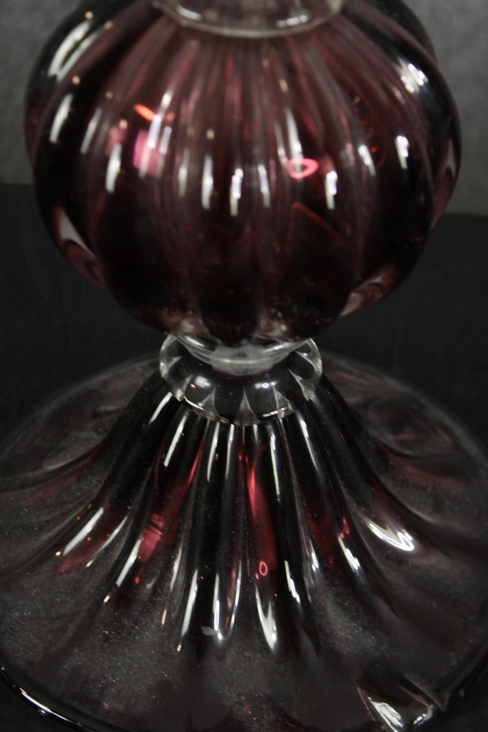 A pair of 1970s Murano glass table lamps, of triple gourd form. H.59cm. (each). - Image 5 of 6