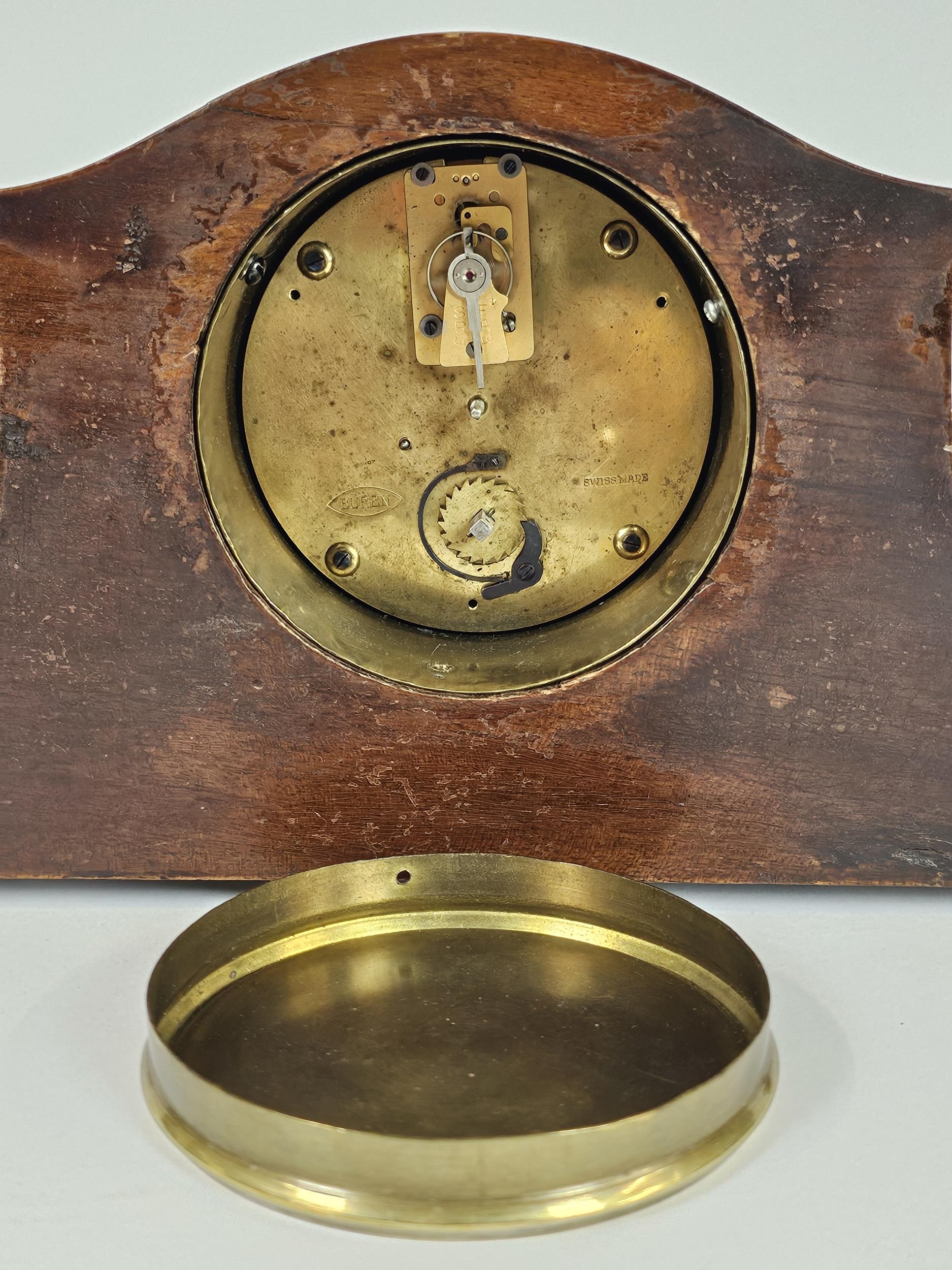 Two mantle clocks + An early 20th century German DRGM oak wall clock. - Image 5 of 13