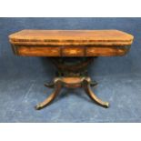 A Regency mahogany and rosewood crossbanded card table. H.66 W.45 open top W.91