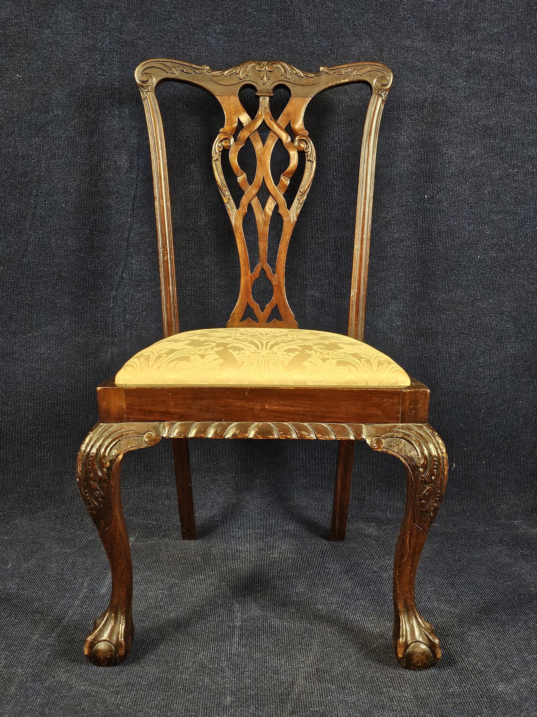 A set of six George II style carved mahogany dining chairs, 20th century. H.102 - Image 3 of 9