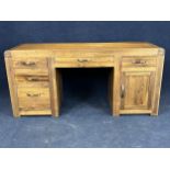 A modern hardwood pedestal desk. H.80 W.170 D.55.cm