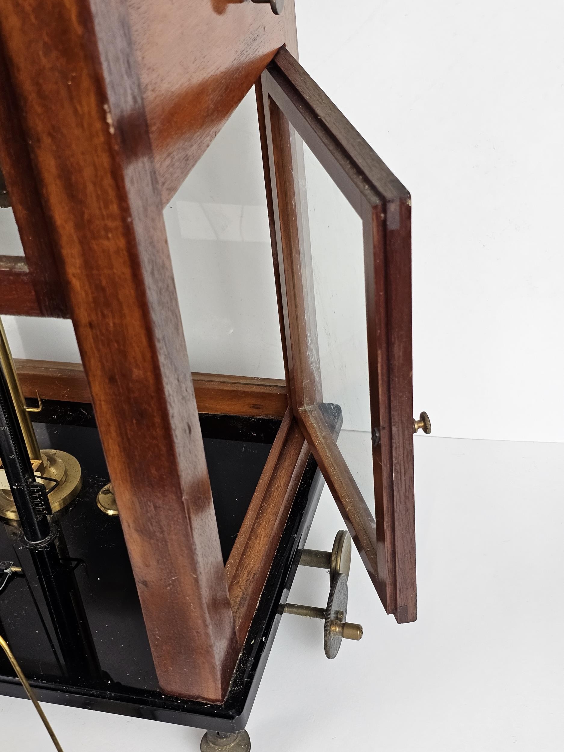 A set of early 20th century balance scales by Oertling (model number 48G.C.) in a mahogany case. H. - Image 8 of 8