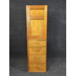 A narrow cabinet, rosewood and mahogany, with inlaid decoration, late 19th century (adapted) H.154