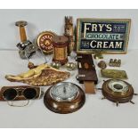 Large qty of collectables including a vintage cycle lamp.