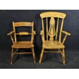 Two elm country armchairs, early 20th century.