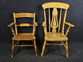 Two elm country armchairs, early 20th century.
