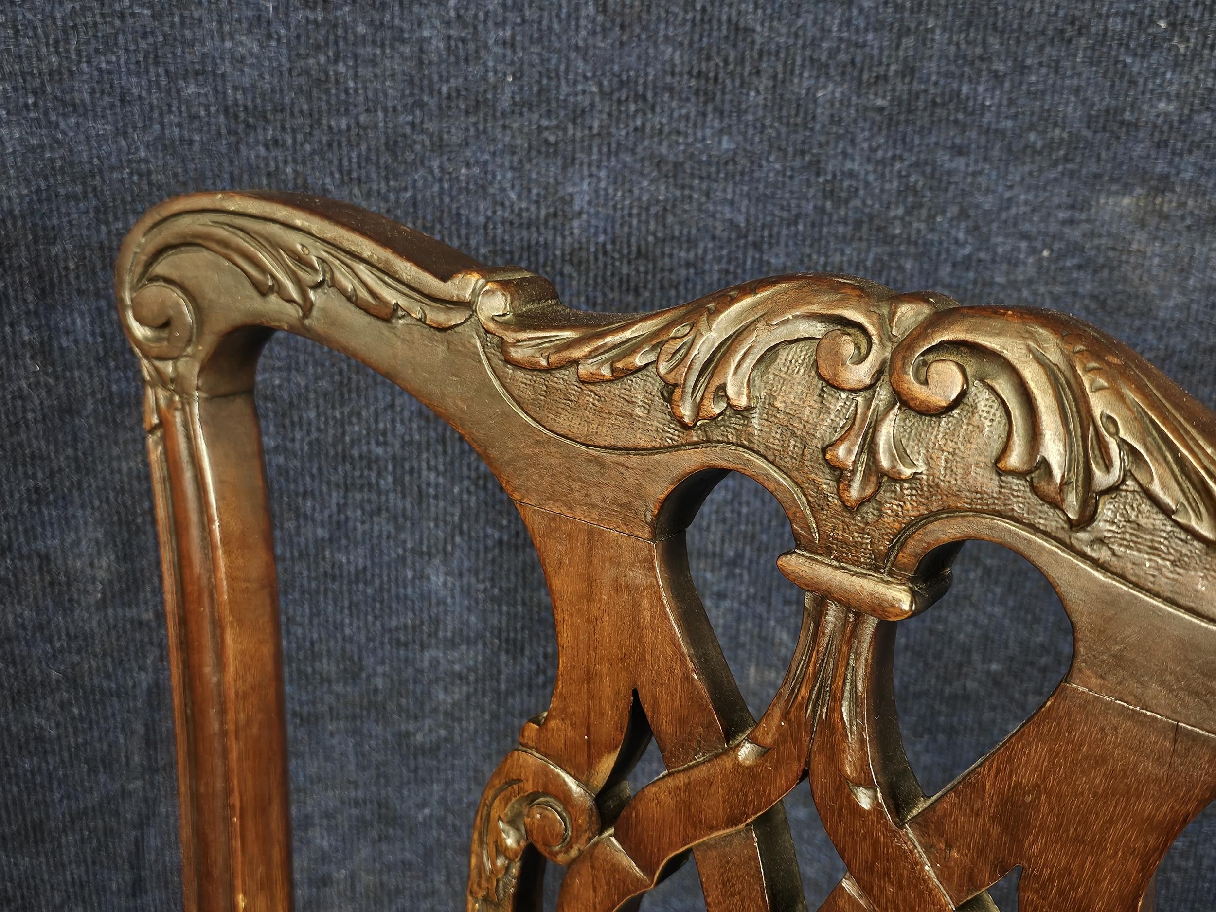 A set of six George II style carved mahogany dining chairs, 20th century. H.102 - Image 5 of 9