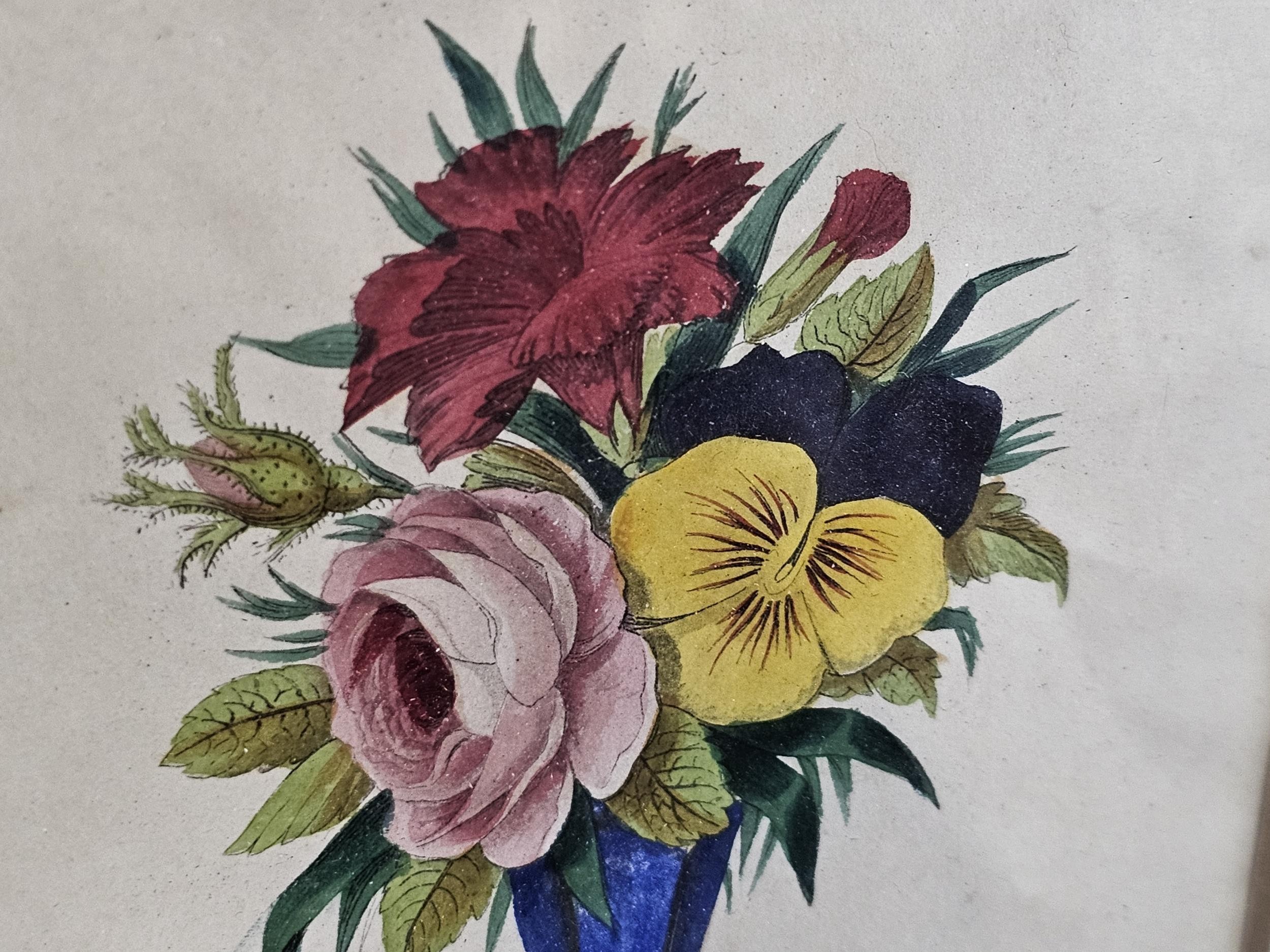 A watercolour and ink still life of flowers, in a giltwood frame. H. 43 W.36cm. - Image 4 of 8