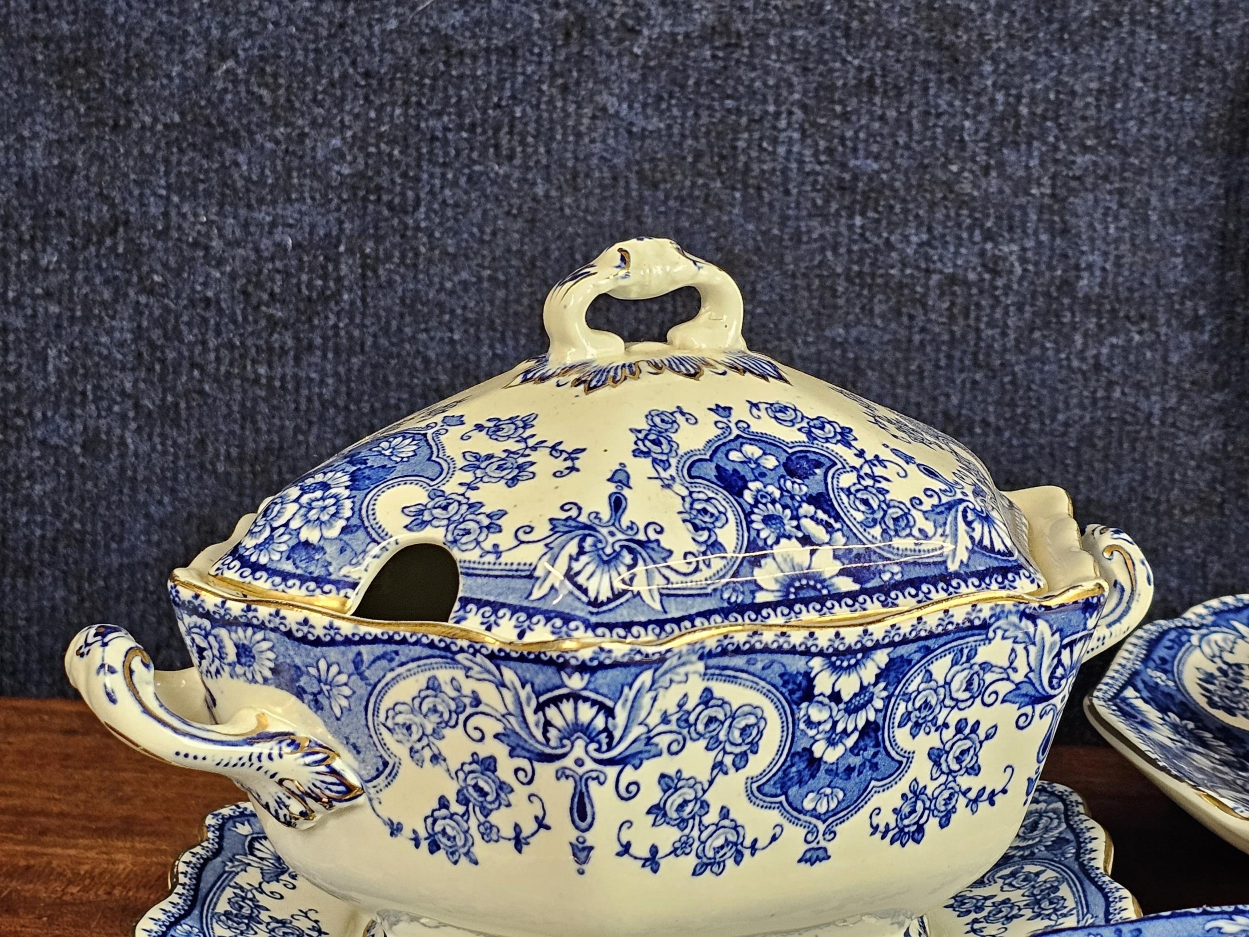 A late 19th century Staffordshire Blue and White part dinner service. - Image 2 of 4