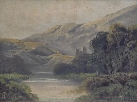 A 19th century Highland landscape, indistinctly signed, framed. H.29 W.37cm.