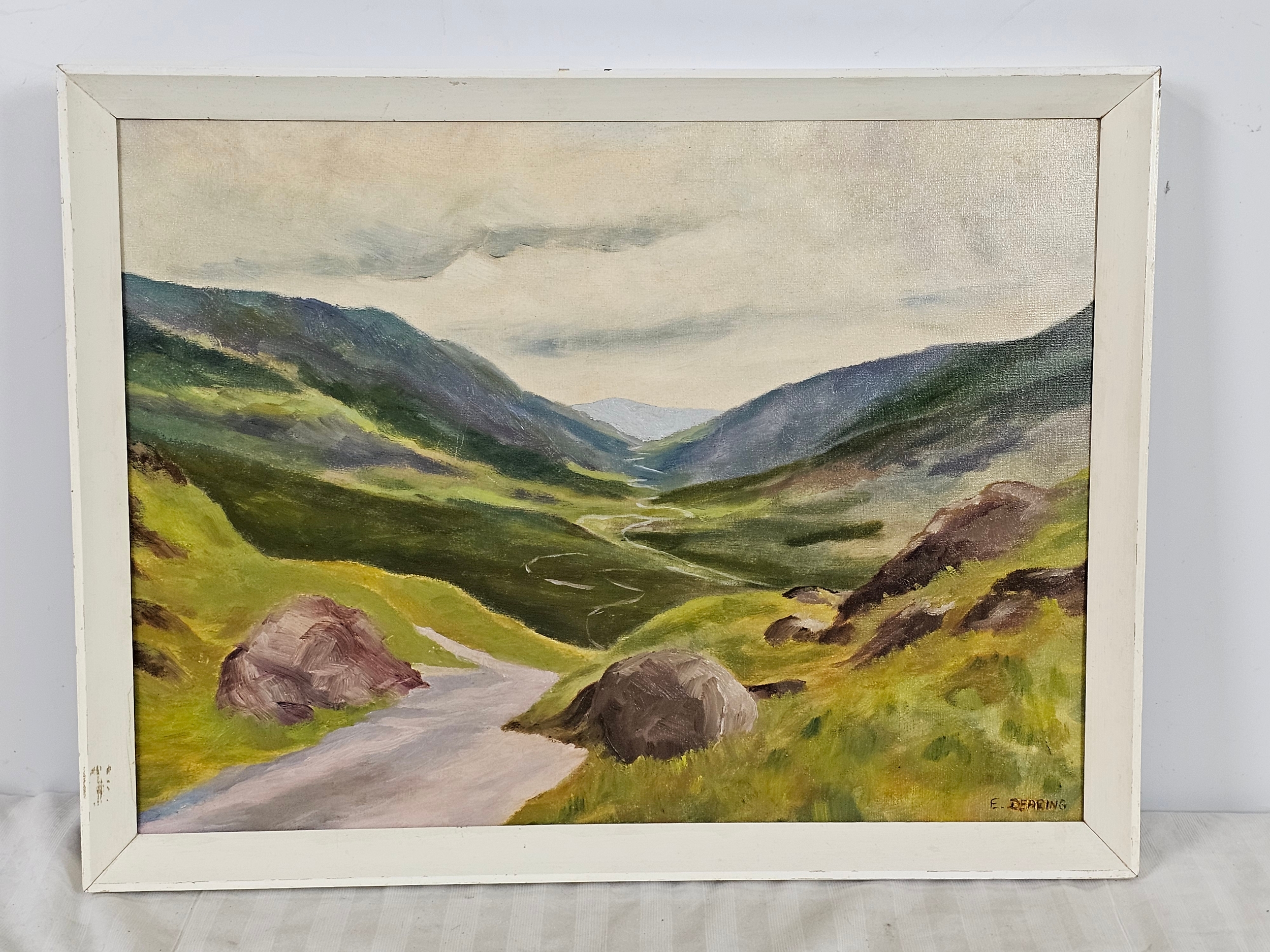 An oil on board of a highland scene, signed E. Dearing - Image 2 of 5