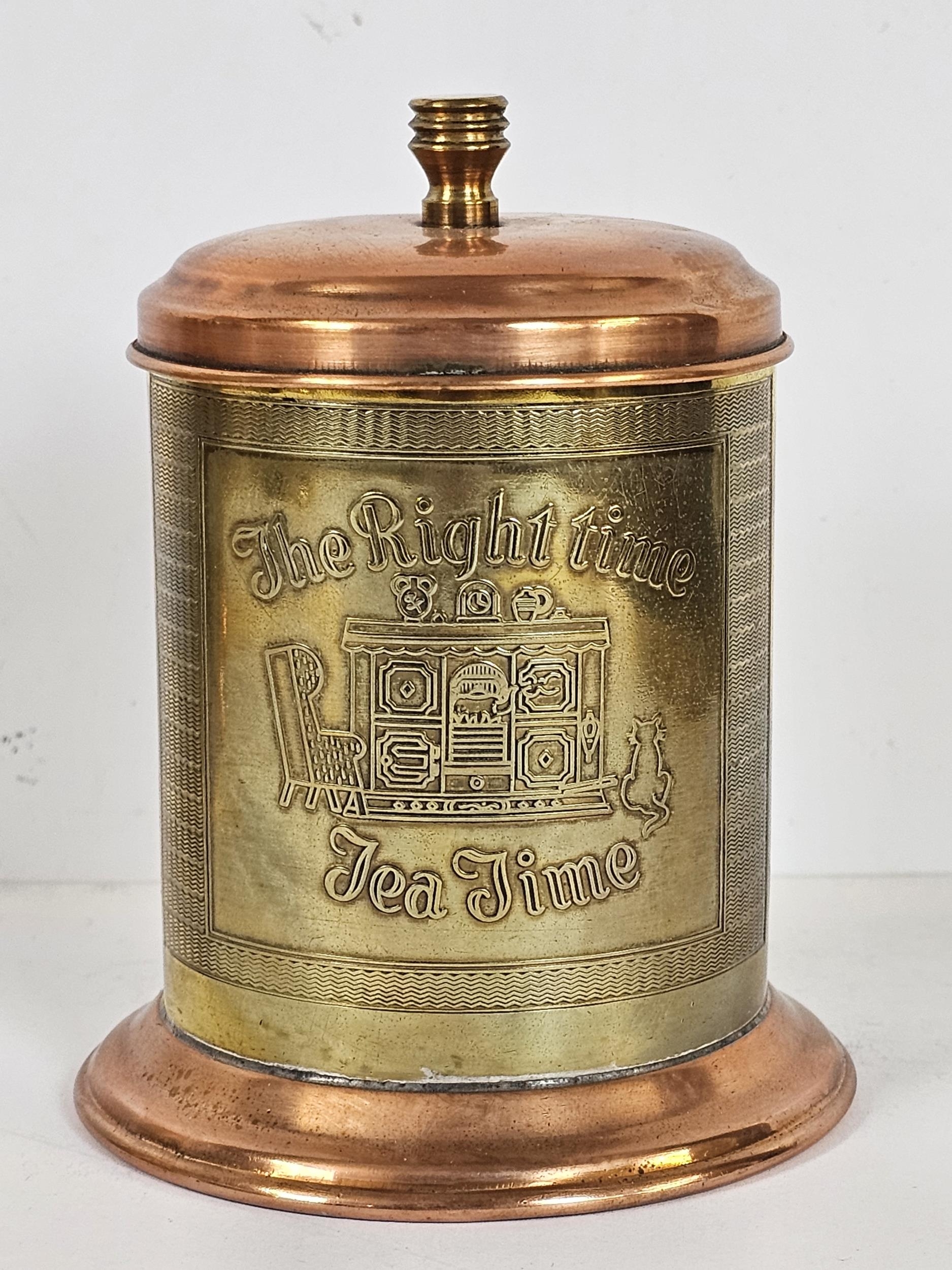 Large quantity of brass items including a Lipton British Empire Exhibition tea caddy and a desk - Image 8 of 17