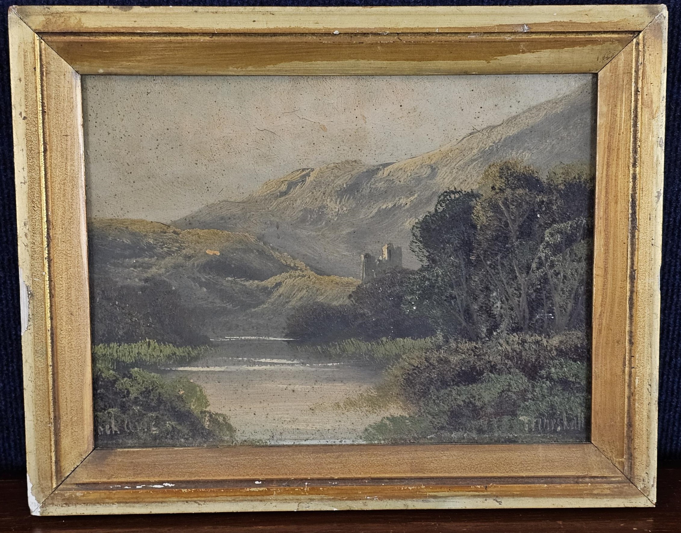 A 19th century Highland landscape, indistinctly signed, framed. H.29 W.37cm. - Image 2 of 8