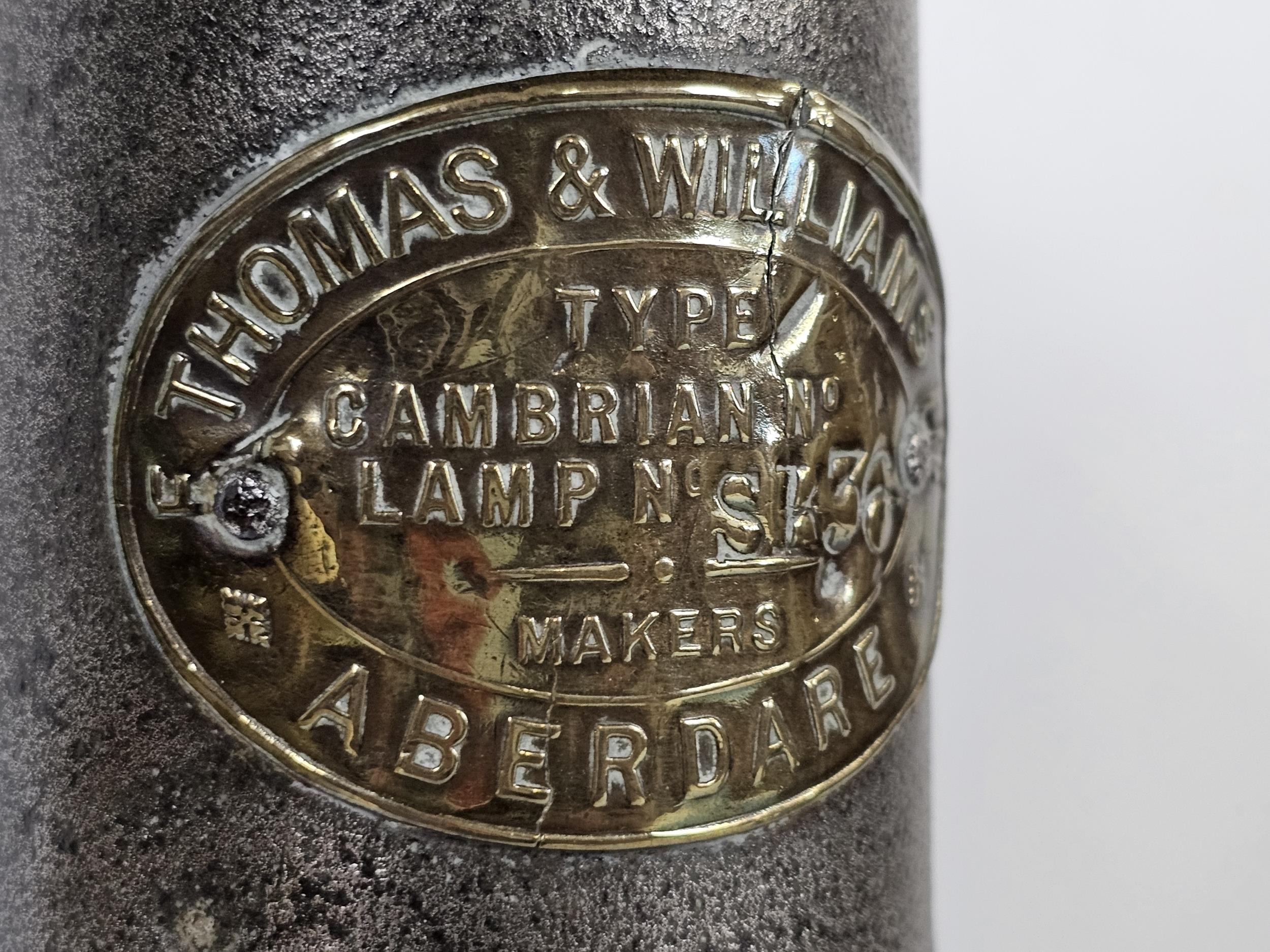 Three miner's lamps, including a Thomas and Williams, J H Naylor of Wigan, and another. Largest is - Image 6 of 15