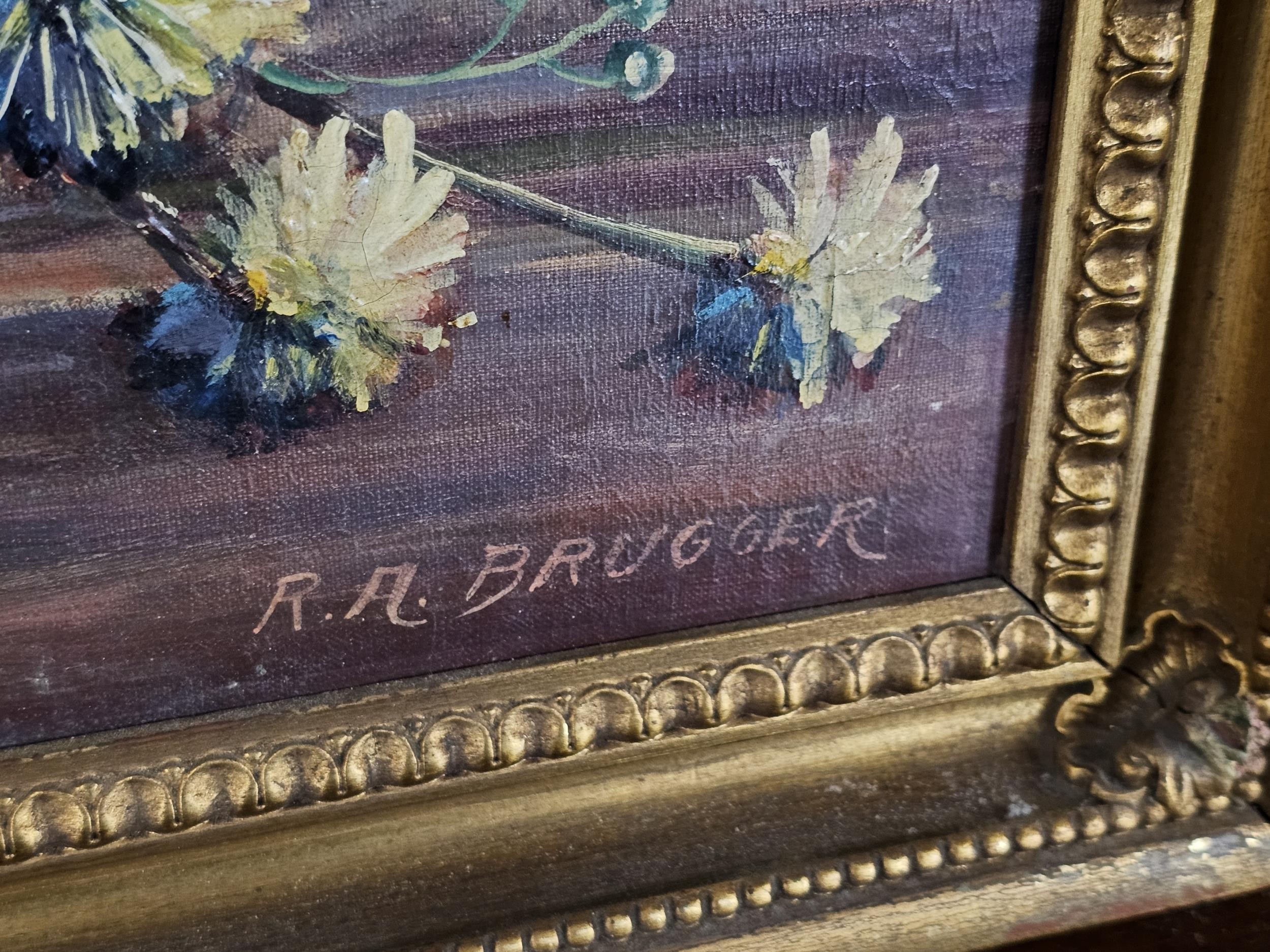 Oil on board, early 20th century, an oil on board, signed R A Brugger, in a giltwood frame. H.56 W. - Image 3 of 7