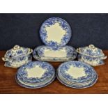 A late 19th century Staffordshire Blue and White part dinner service.