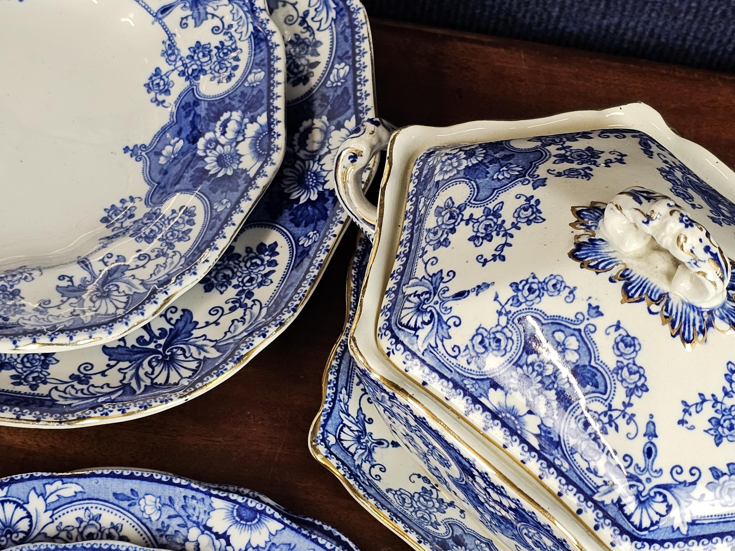 A late 19th century Staffordshire Blue and White part dinner service. - Image 3 of 4