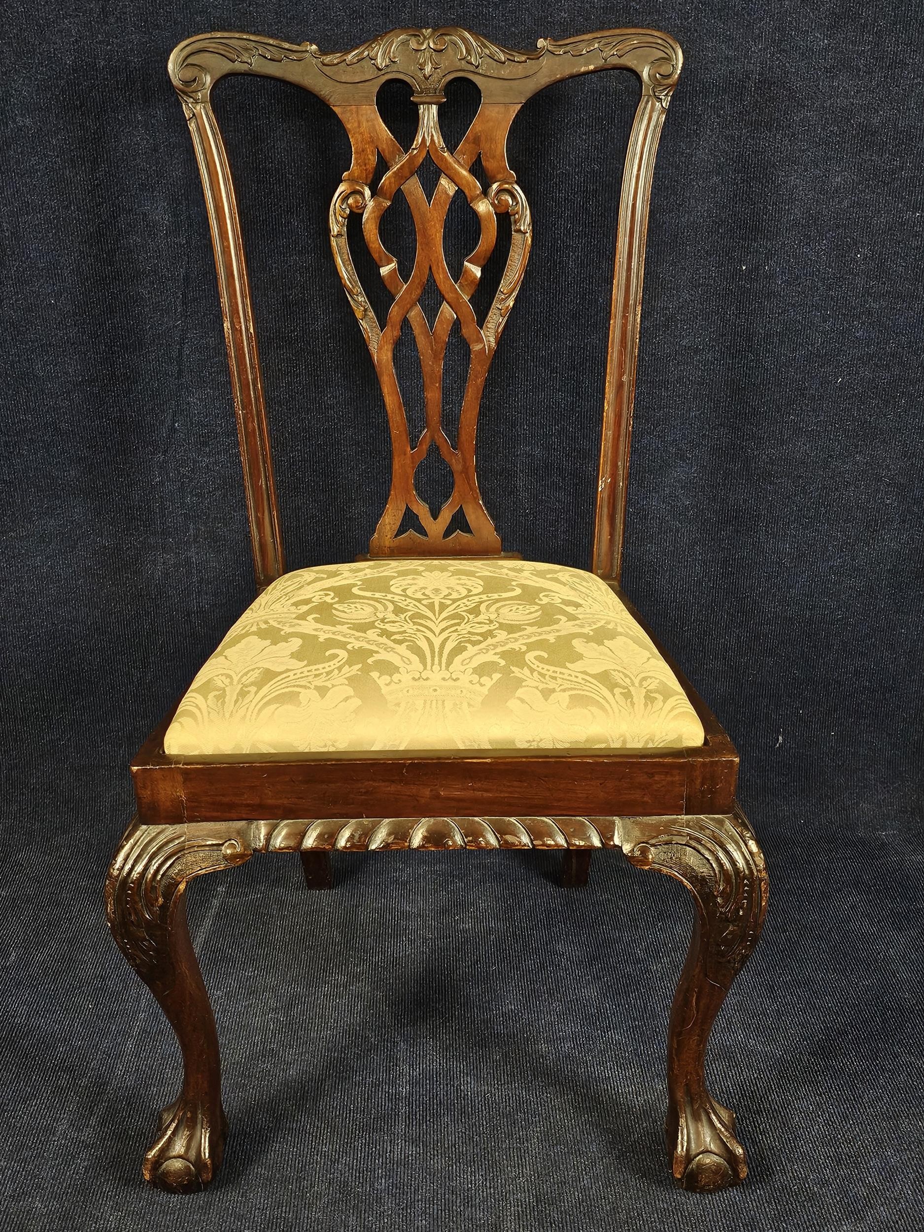 A set of six George II style carved mahogany dining chairs, 20th century. H.102 - Image 2 of 9