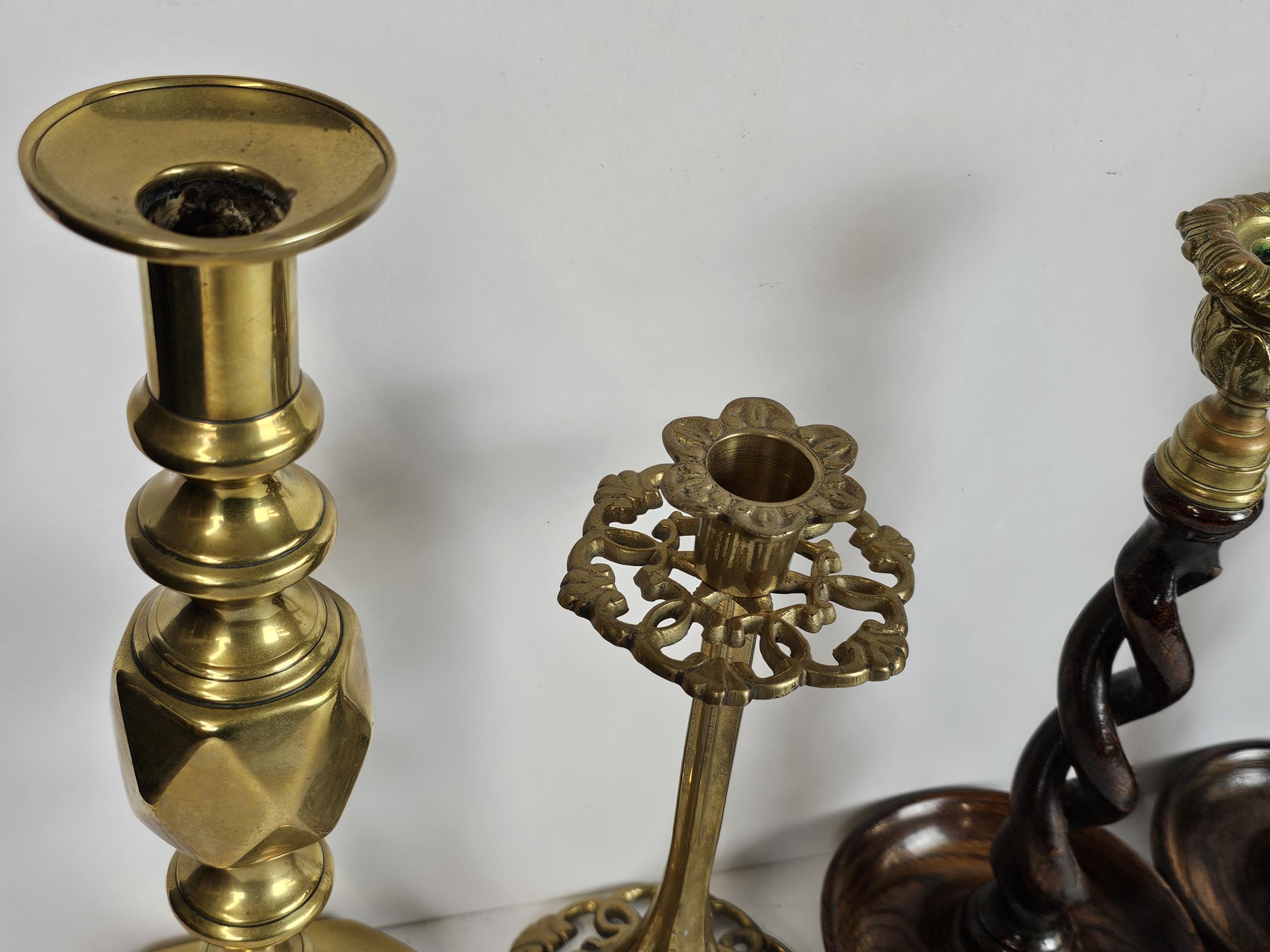 A good collection of 19th and 20th century pairs of candlesticks including 'King of Diamonds, Barley - Image 2 of 5