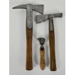 2 vintage Spear and Jackson axes and a rock hammer?