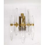 Gaetano Sciolari (1927-1994), a 1970's brass and crystal wall light with five crystal pendants on