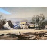 Rowland Hilder British (1905 - 1993), chalk and watercolour of a Kent landscape, signed. Framed