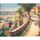 Camille Prouvost, French (1874 - 1950), 20th century oil on canvas, a french country lane, signed.