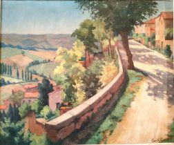 Camille Prouvost, French (1874 - 1950), 20th century oil on canvas, a french country lane, signed.