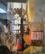 John Piper, British (1903 - 1992), screen-print of ' Interior of Coventry Cathedral ', printed