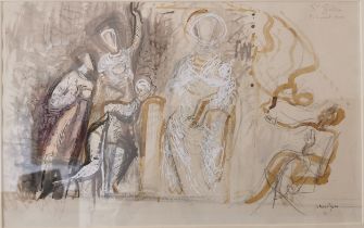 John Piper, British (1903 - 1992), pencil, ink, chalk and watercolour, 'St Giles, 1, hand door',