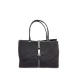 A Gucci Jackie black canvas and leather shoulder hand bag. Base 38 x 7cm, H.26.5 L.38cm