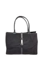 A Gucci Jackie black canvas and leather shoulder hand bag. Base 38 x 7cm, H.26.5 L.38cm