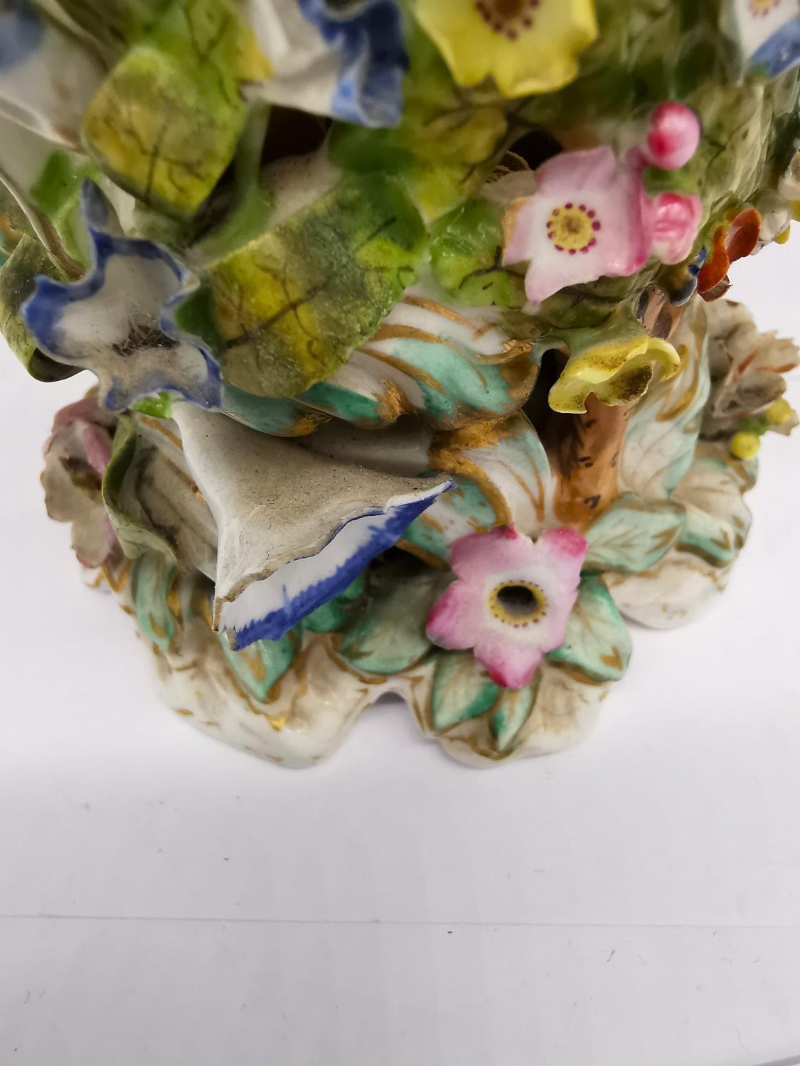 A pair of mid 19th century Bloor Derby floral encrusted hand painted porcelain Potpourri lidded - Image 15 of 16