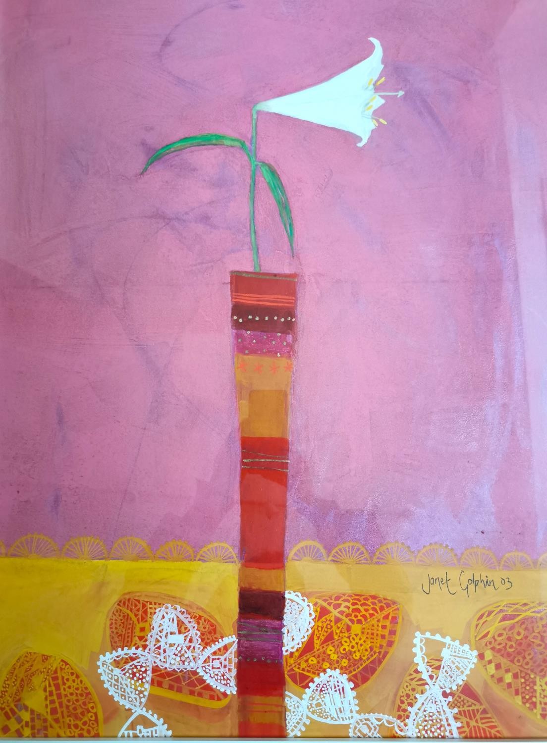Janet Golphin (RWS, RBA), British, oil on board, titled 'Lily The Pink', signed and dated 03, - Bild 8 aus 9