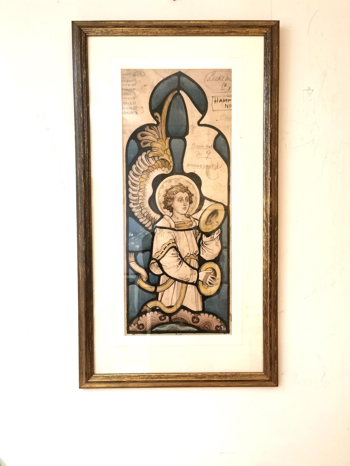 Clayton and Bell, 'Angel Playing Symbols', ink and water colour design for a church window. With - Image 2 of 8