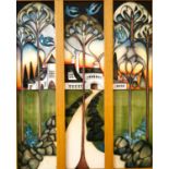 Kerry Goodwin for Moorcroft, Eventide House, The Gate, limited edition boxed pottery triptych,