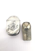 Two vesta cases, one Victorian silver by Rolason Brothers with engraved coat of arms one side and