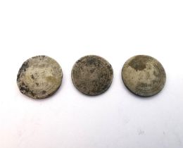 Three George IV Mauritian coins, 25 Sous. Dia.1.8cm