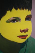 † Abhishek Patil, Indian, (b.1984), acrylic on canvas, 'Innocent Boy', signed verso. H.124 W.122cm.