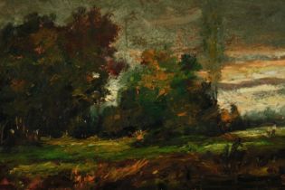A 19th century oil on copper, a rural riverbank landscape, indistinctly signed. H.30 W.50cm.