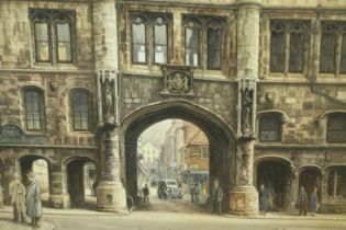 Albert H. Findley (1880-1975) watercolour, view of Stonebow Gate, Lincoln, framed and glazed. H.51