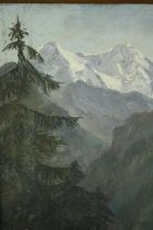 A 19th century oil on canvas Continental School, alpine landscape. H.50 W.39cm.
