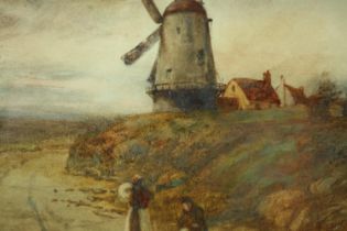 Percy Brooke (British 1869-1916) watercolour 'The Windmill', framed and glazed. H.34 W.37cm.