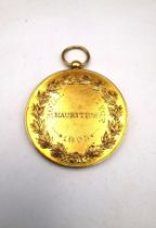 A 19th century yellow metal (tests as 18ct) French gold medal with laurel wreath detailing.