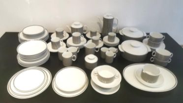 A Thomas of Germany Onyx pattern part tea/dinner service, six teacups (one cup chipped) coffee cups,