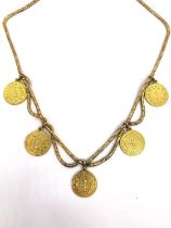 British India. Madras Presidency gold Pagoda ND (1808-1815). A yellow metal snake chain (tests as
