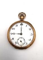 A early 20th century Fahy's 9ct rolled rose gold pocket watch, Ego to the face with stopwatch. The