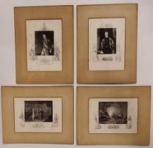 4 engraved prints relating to the Napoleonic wars, including portraits of Nelson and Pitt, and