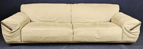 A contemporary Gamma Italian ivory leather three-seater sofa, "Limousine" model with fitted side